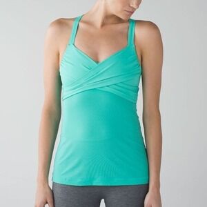 Lululemon Wrap It Up Tank Bali Breeze Aqua Teal Crisscross Straps Racerback, 6